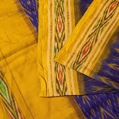 Sanskriti Vintage Purple Soft Pure Silk Saree Ikat Hand Woven Pochampally 5+Yd