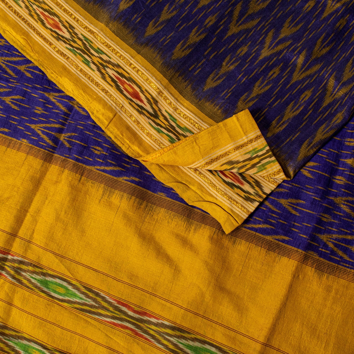Sanskriti Vintage Purple Soft Pure Silk Saree Ikat Hand Woven Pochampally 5+Yd