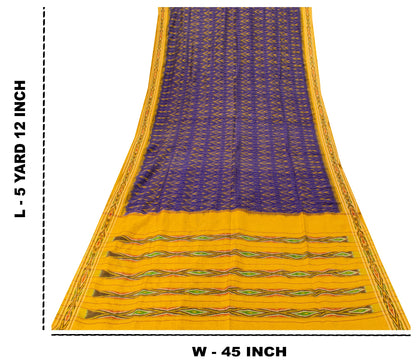 Sanskriti Vintage Purple Soft Pure Silk Saree Ikat Hand Woven Pochampally 5+Yd