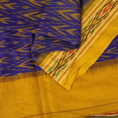 Sanskriti Vintage Purple Soft Pure Silk Saree Ikat Hand Woven Pochampally 5+Yd
