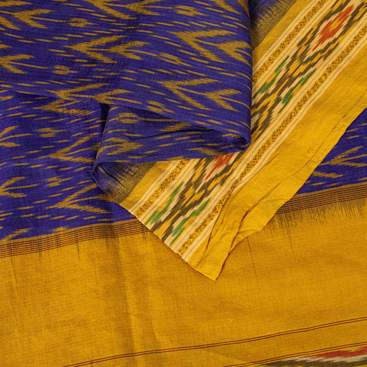 Sanskriti Vintage Purple Soft Pure Silk Saree Ikat Hand Woven Pochampally 5+Yd