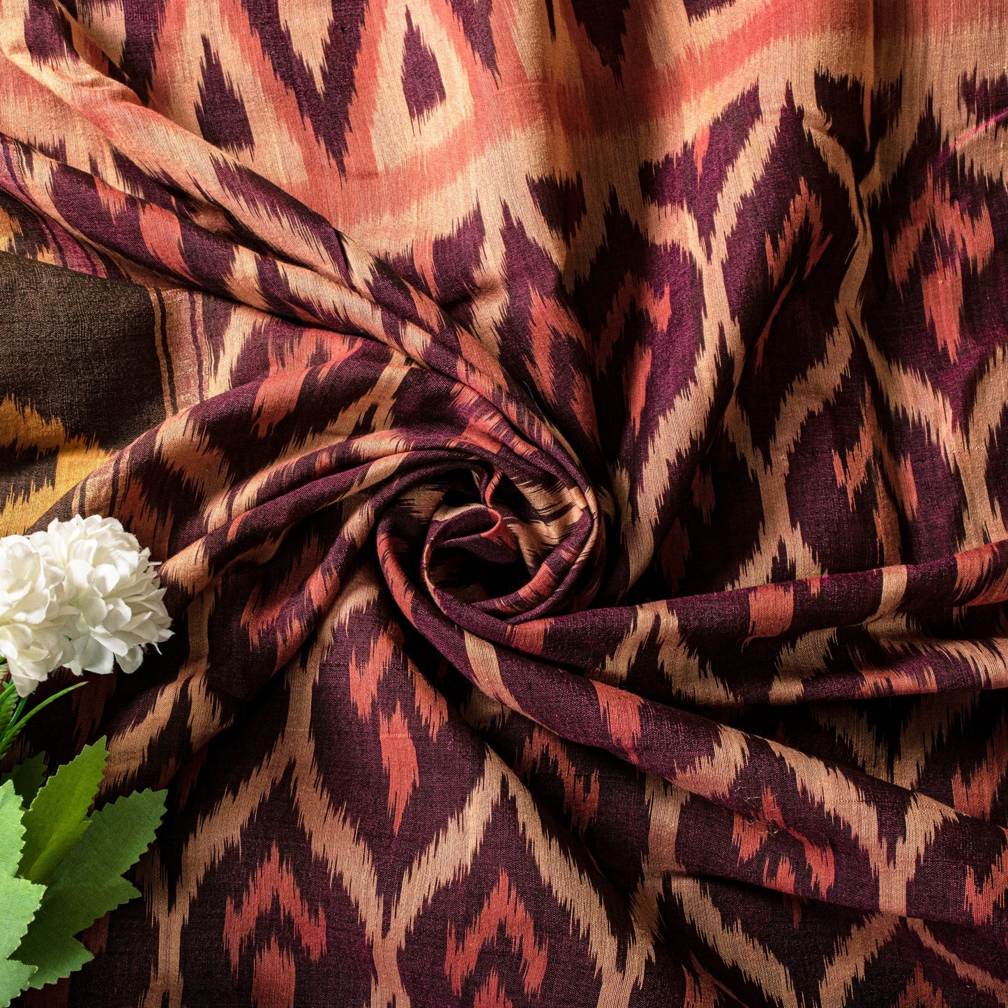 Sanskriti Vintage Brown Soft Cotton Silk Saree Ikat Hand Woven Sambhalpuri 5.5Yd