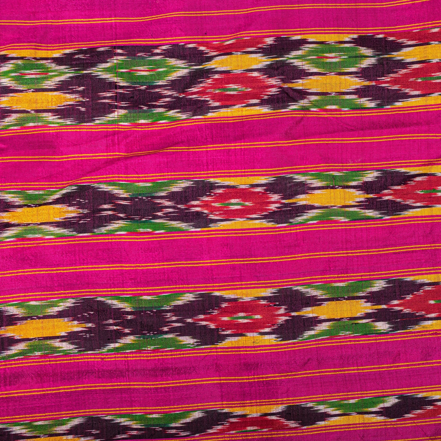 Sanskriti Vintage Pink Soft Pure Silk Saree Ikat Hand Woven Pochampally 5+Yd