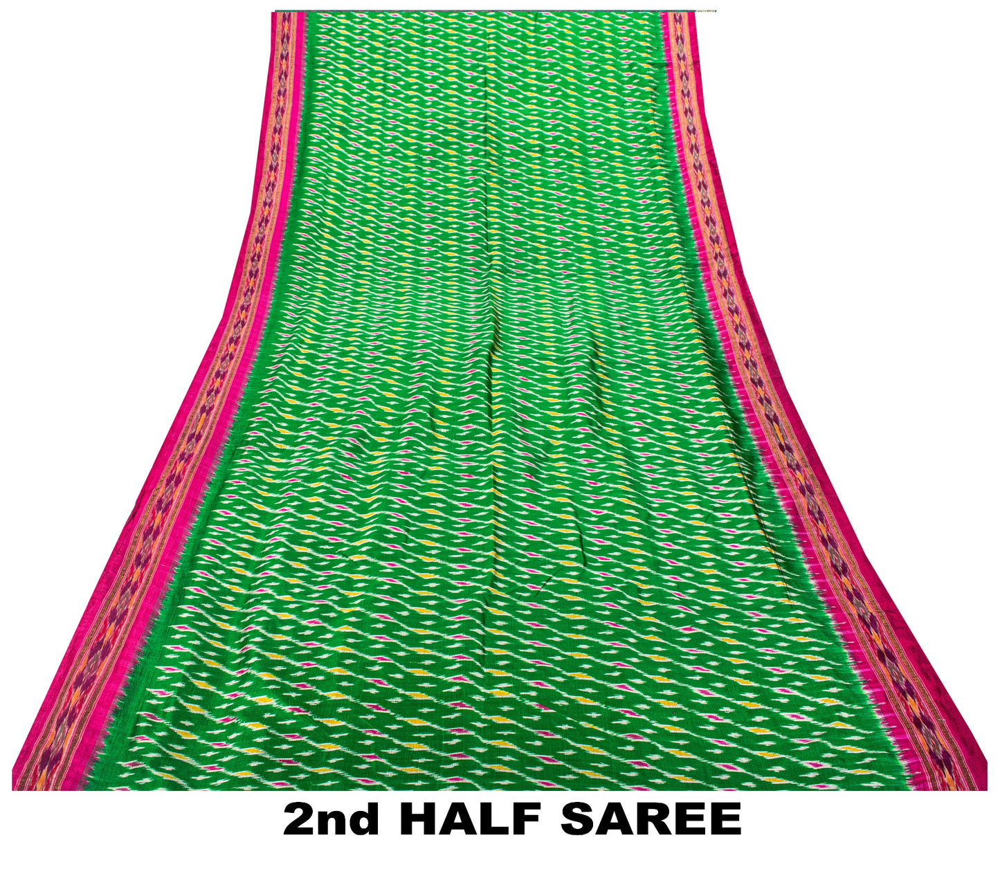 Sanskriti Vintage Pink Soft Pure Silk Saree Ikat Hand Woven Pochampally 5+Yd