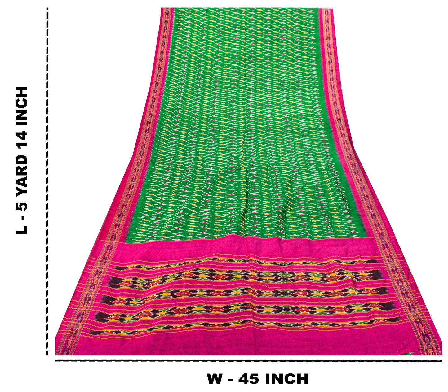 Sanskriti Vintage Pink Soft Pure Silk Saree Ikat Hand Woven Pochampally 5+Yd