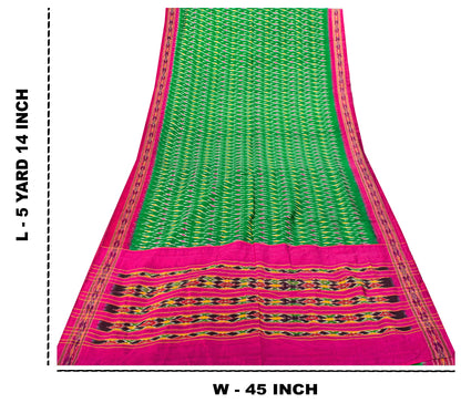 Sanskriti Vintage Pink Soft Pure Silk Saree Ikat Hand Woven Pochampally 5+Yd