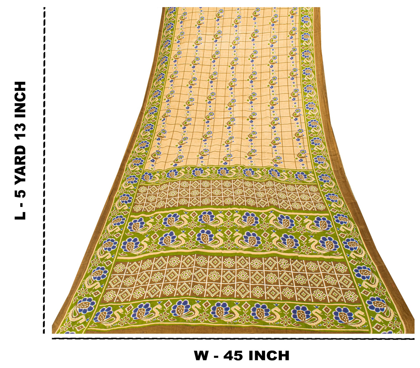 Sanskriti Vintage Soft Yellow Pure Cotton Saree Peacock Ikat Printed 5+Yd Sari