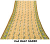 Sanskriti Vintage Soft Yellow Pure Cotton Saree Peacock Ikat Printed 5+Yd Sari