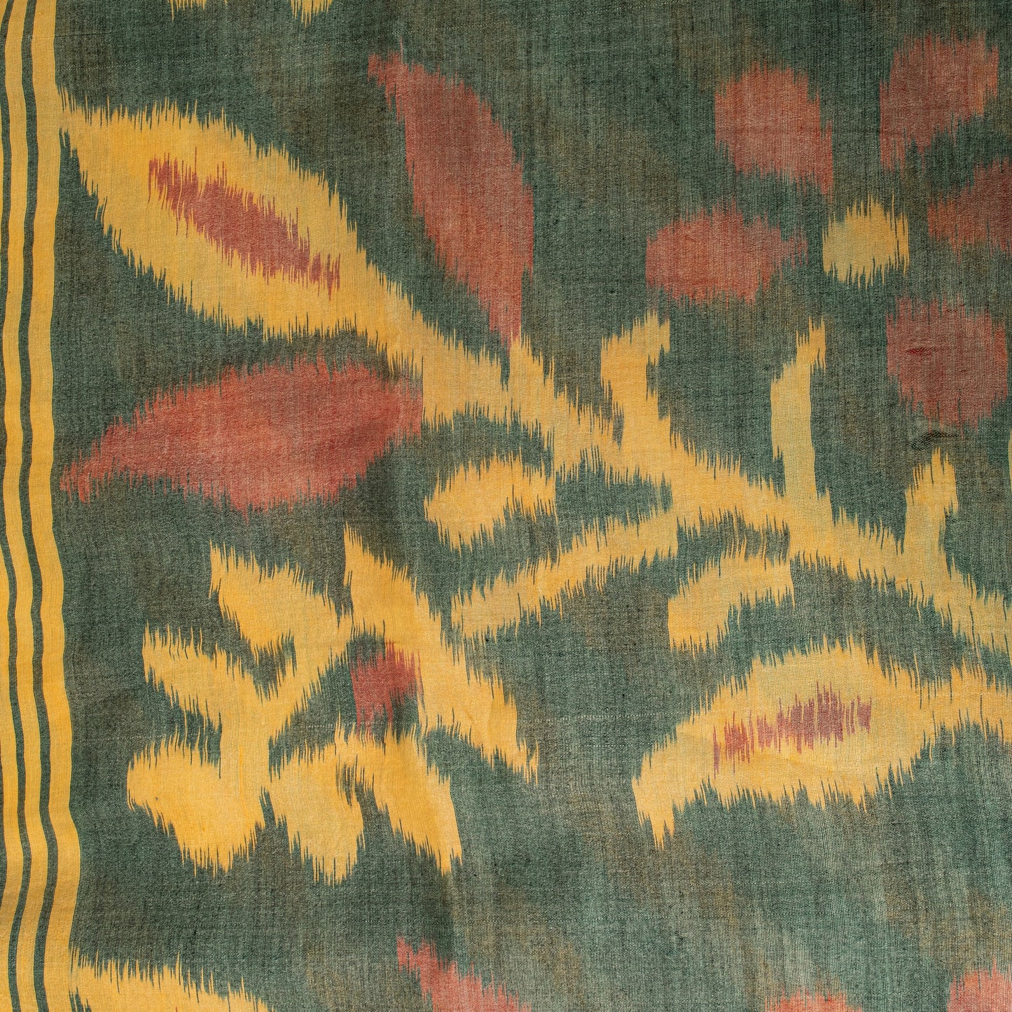Sanskriti Vintage Soft Green Cotton Silk Saree Patola Ikat Hand Woven 5.5Yd Sari