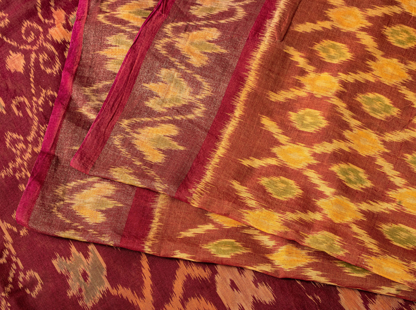 Sanskriti Vintage Soft Red Cotton Silk Saree Patan Patola Ikat Printed 5+Yd Sari