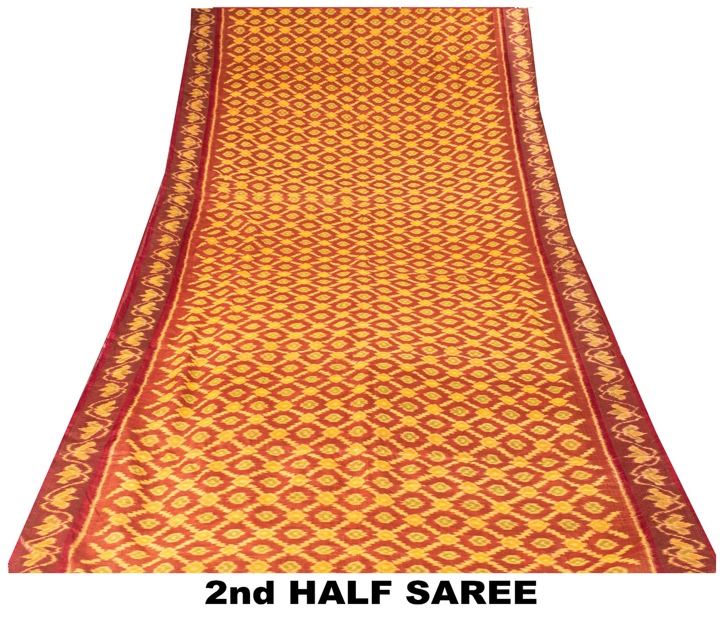 Sanskriti Vintage Soft Red Cotton Silk Saree Patan Patola Ikat Printed 5+Yd Sari