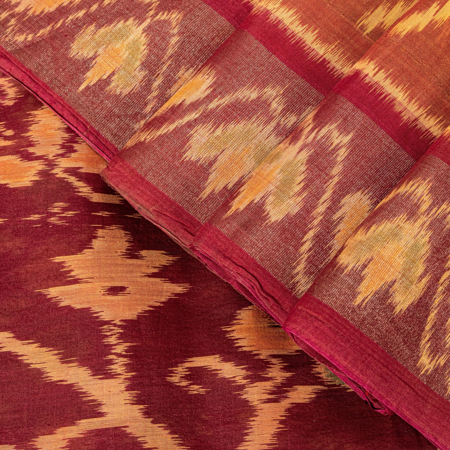 Sanskriti Vintage Soft Red Cotton Silk Saree Patan Patola Ikat Printed 5+Yd Sari