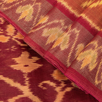 Sanskriti Vintage Soft Red Cotton Silk Saree Patan Patola Ikat Printed 5+Yd Sari