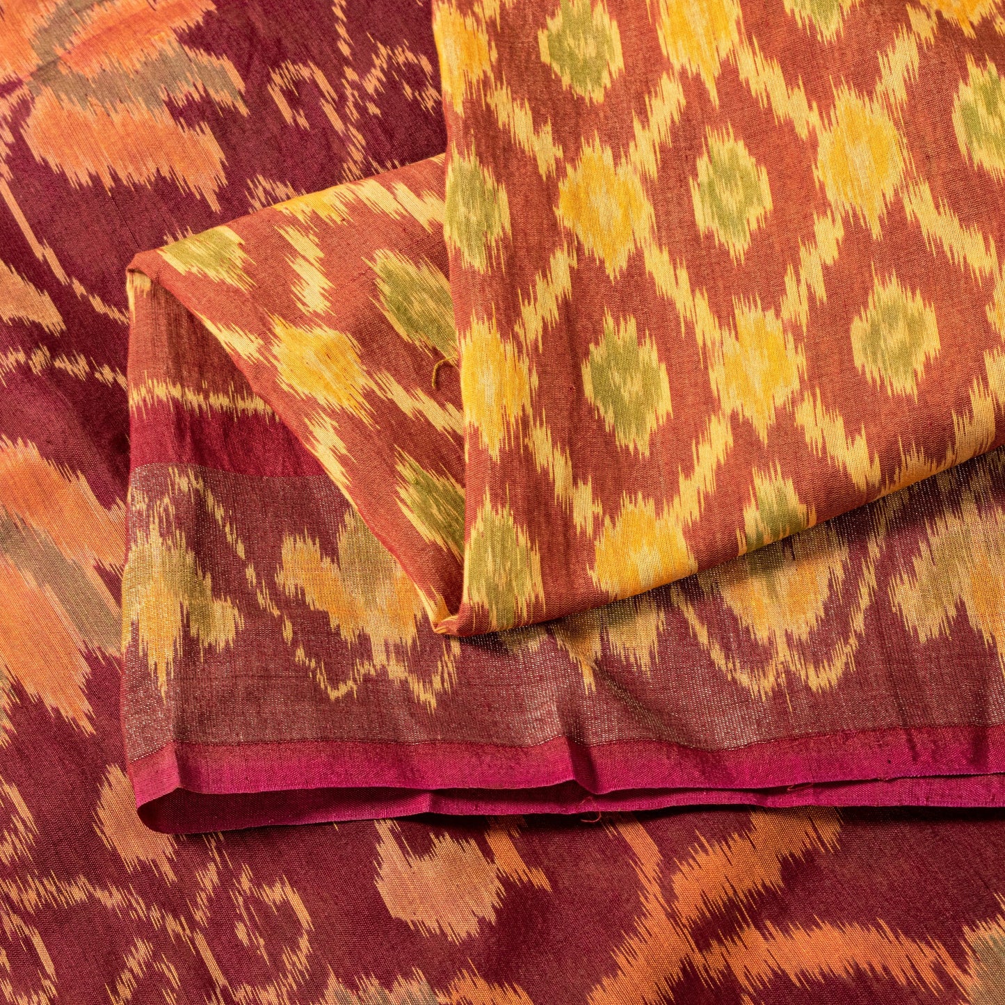 Sanskriti Vintage Soft Red Cotton Silk Saree Patan Patola Ikat Printed 5+Yd Sari