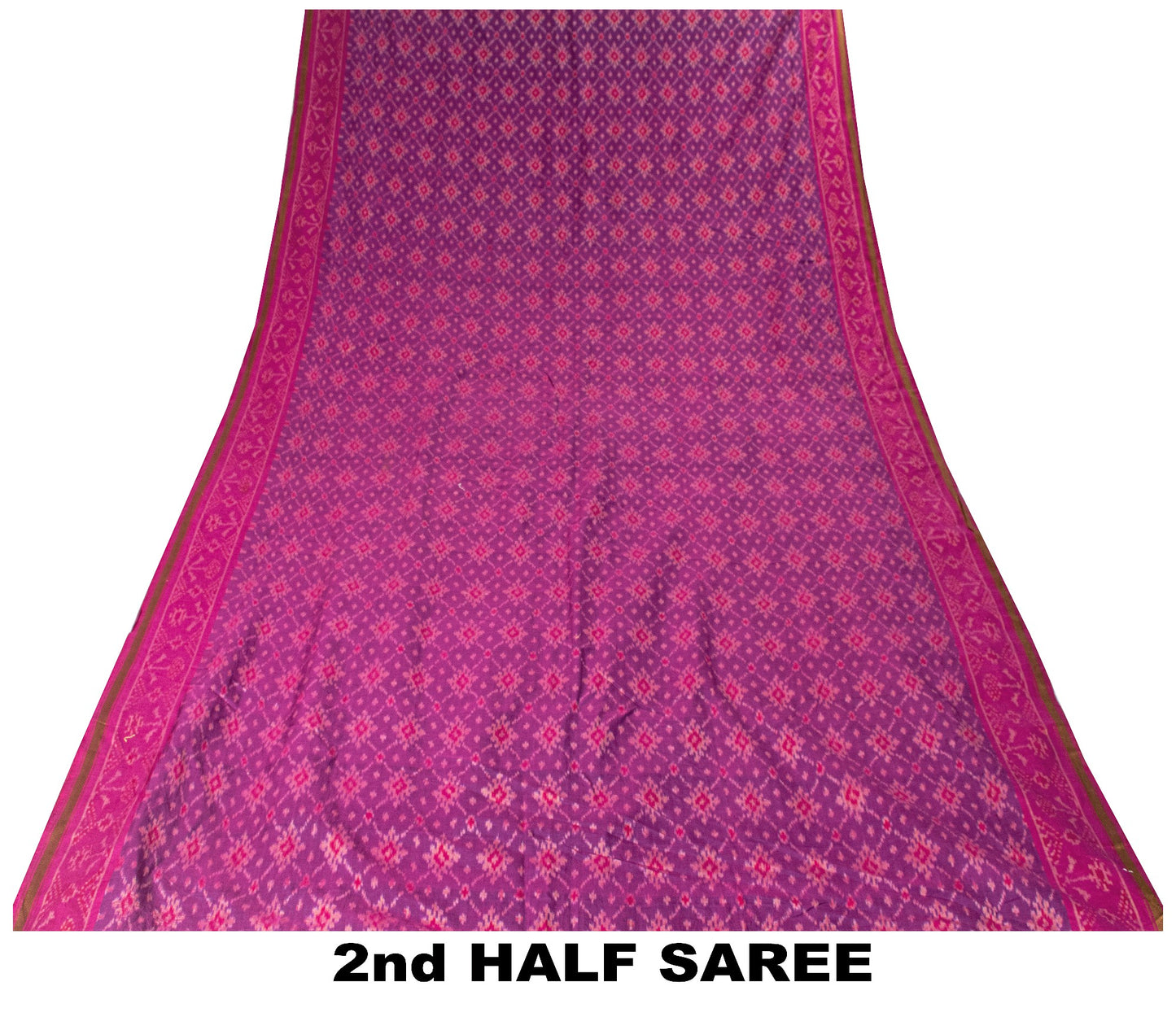 Sanskriti Vintage Purple Pure Silk Saree Pochampally Ikat Hand Woven 5.5Yd Sari