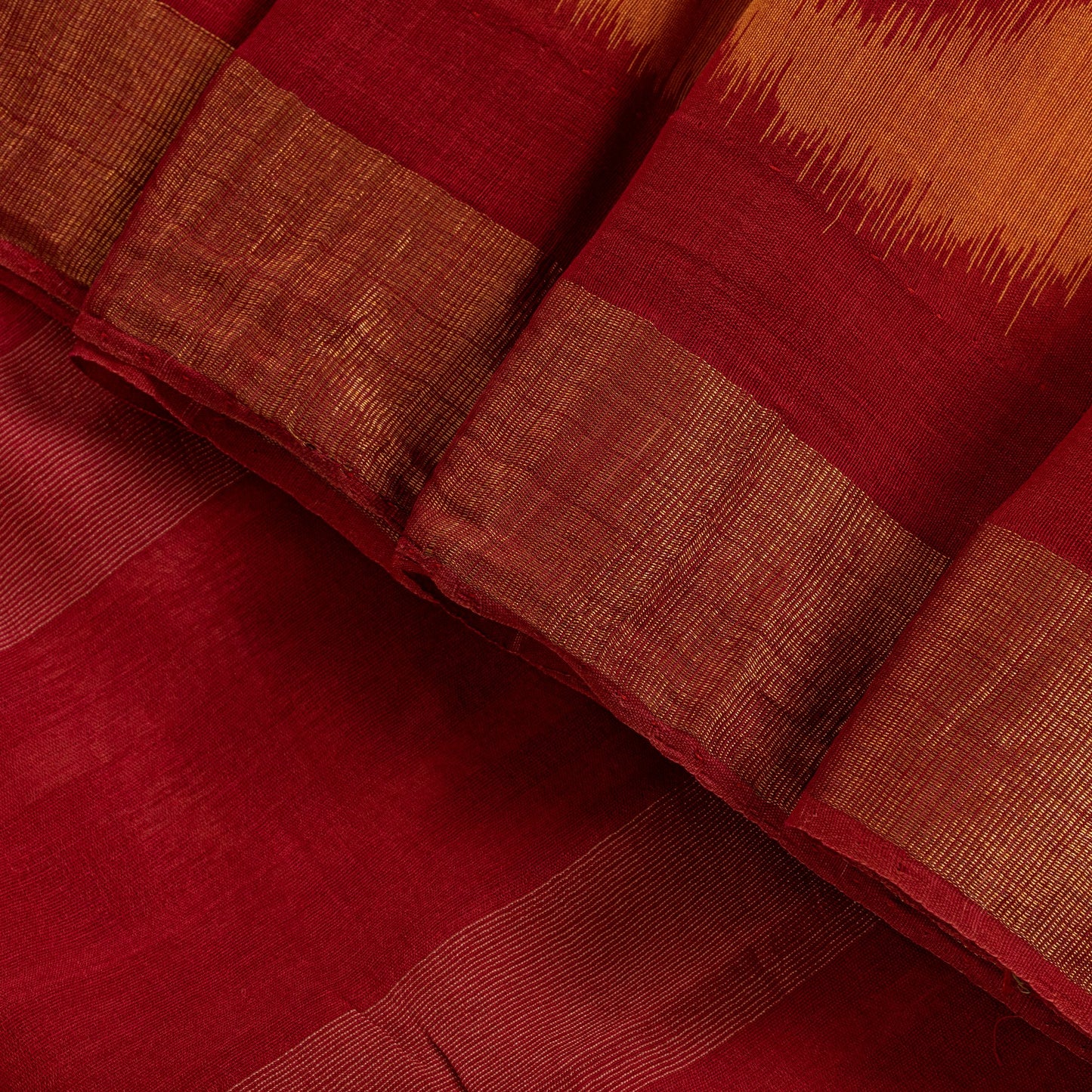 Sanskriti Vintage Orange Cotton Silk Saree Ikat Handwoven Sonepur Odisha 5.5Yd