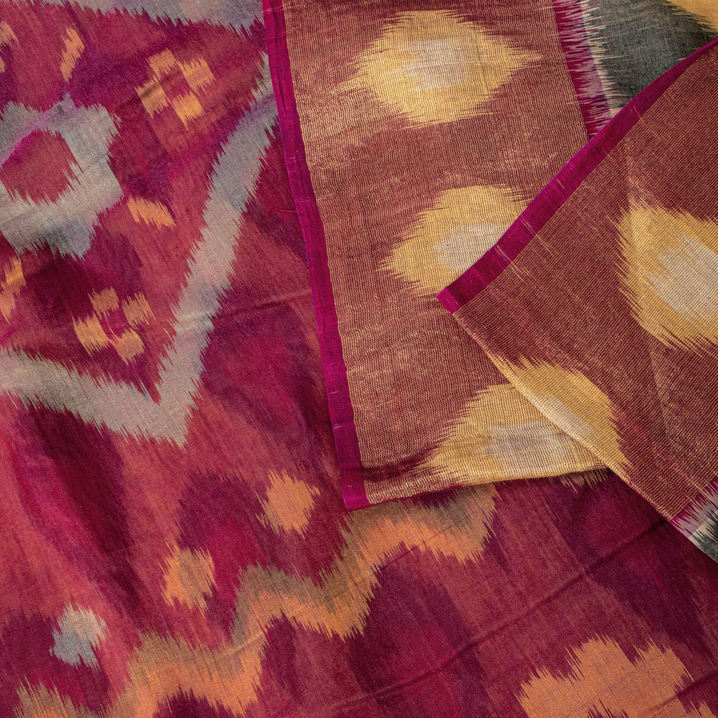 Sanskriti Vintage Yellow Pure Silk Saree Ikat Hand Woven Sambhalpuri 5.5+Yd Sari