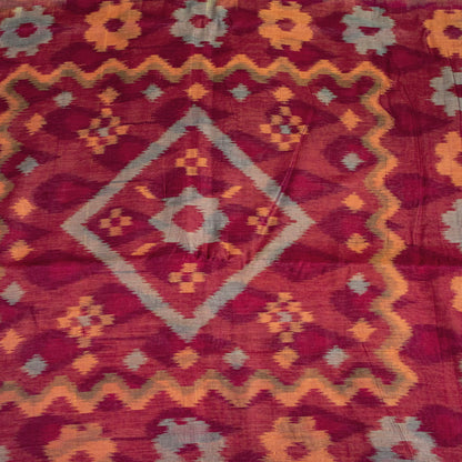 Sanskriti Vintage Yellow Pure Silk Saree Ikat Hand Woven Sambhalpuri 5.5+Yd Sari