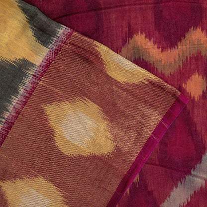 Sanskriti Vintage Yellow Pure Silk Saree Ikat Hand Woven Sambhalpuri 5.5+Yd Sari