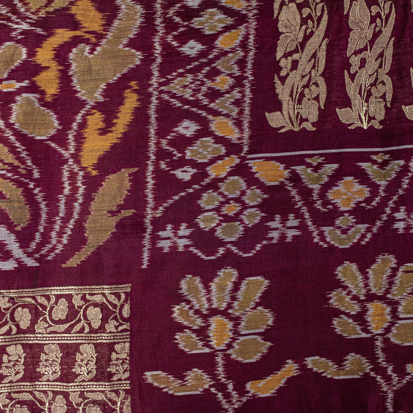Sanskriti Vintage Black Soft Pure Cotton Saree Ikat Handwoven Sambhalpuri 6.5+Yd
