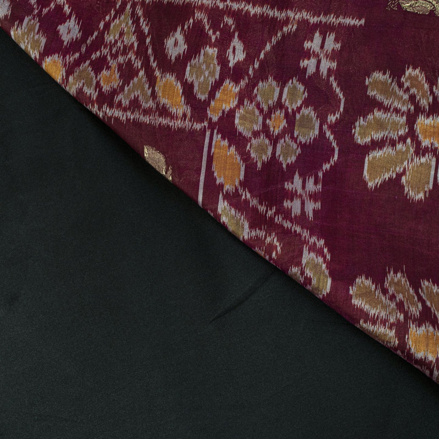 Sanskriti Vintage Black Soft Pure Cotton Saree Ikat Handwoven Sambhalpuri 6.5+Yd