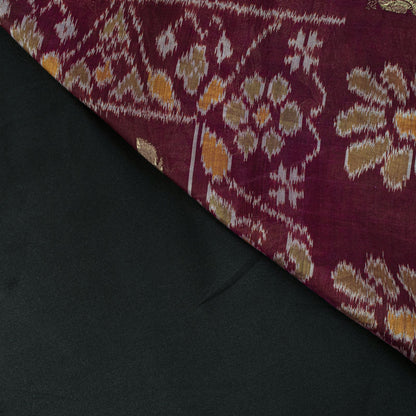 Sanskriti Vintage Black Soft Pure Cotton Saree Ikat Handwoven Sambhalpuri 6.5+Yd