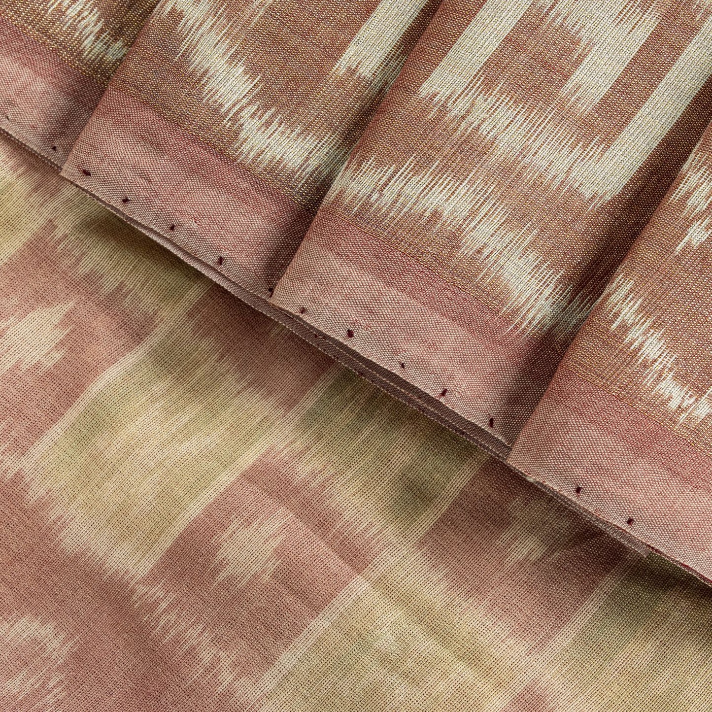 Sanskriti Vintage Peach Pure Silk Saree Ikat Hand Woven Pochampally 5+Yd Sari