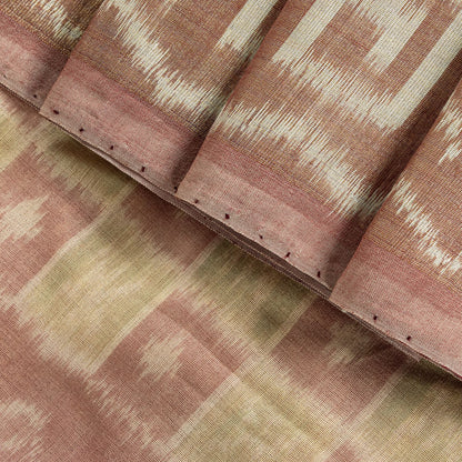 Sanskriti Vintage Peach Pure Silk Saree Ikat Hand Woven Pochampally 5+Yd Sari