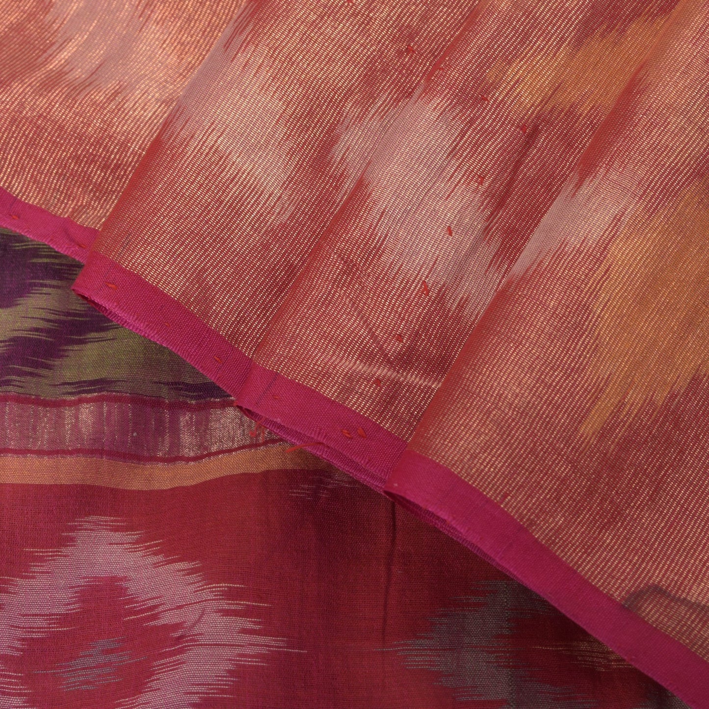 Sanskriti Vintage Green Cotton Silk Saree Ikat Hand Woven Sambhalpuri 5.5Yd Sari