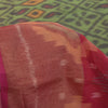 Sanskriti Vintage Green Cotton Silk Saree Ikat Hand Woven Sambhalpuri 5.5Yd Sari