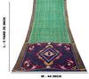 Sanskriti Vintage Green-Blue Soft Cotton Silk Saree Ikat Hand Woven 5.5Yd Sari
