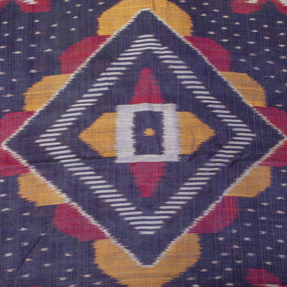 Sanskriti Vintage Green-Blue Soft Cotton Silk Saree Ikat Hand Woven 5.5Yd Sari