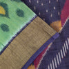 Sanskriti Vintage Green-Blue Soft Cotton Silk Saree Ikat Hand Woven 5.5Yd Sari