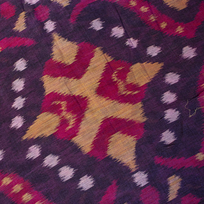 Sanskriti Vintage Pink Soft Cotton Silk Saree Ikat Hand Woven Sambhalpuri 5.5Yd