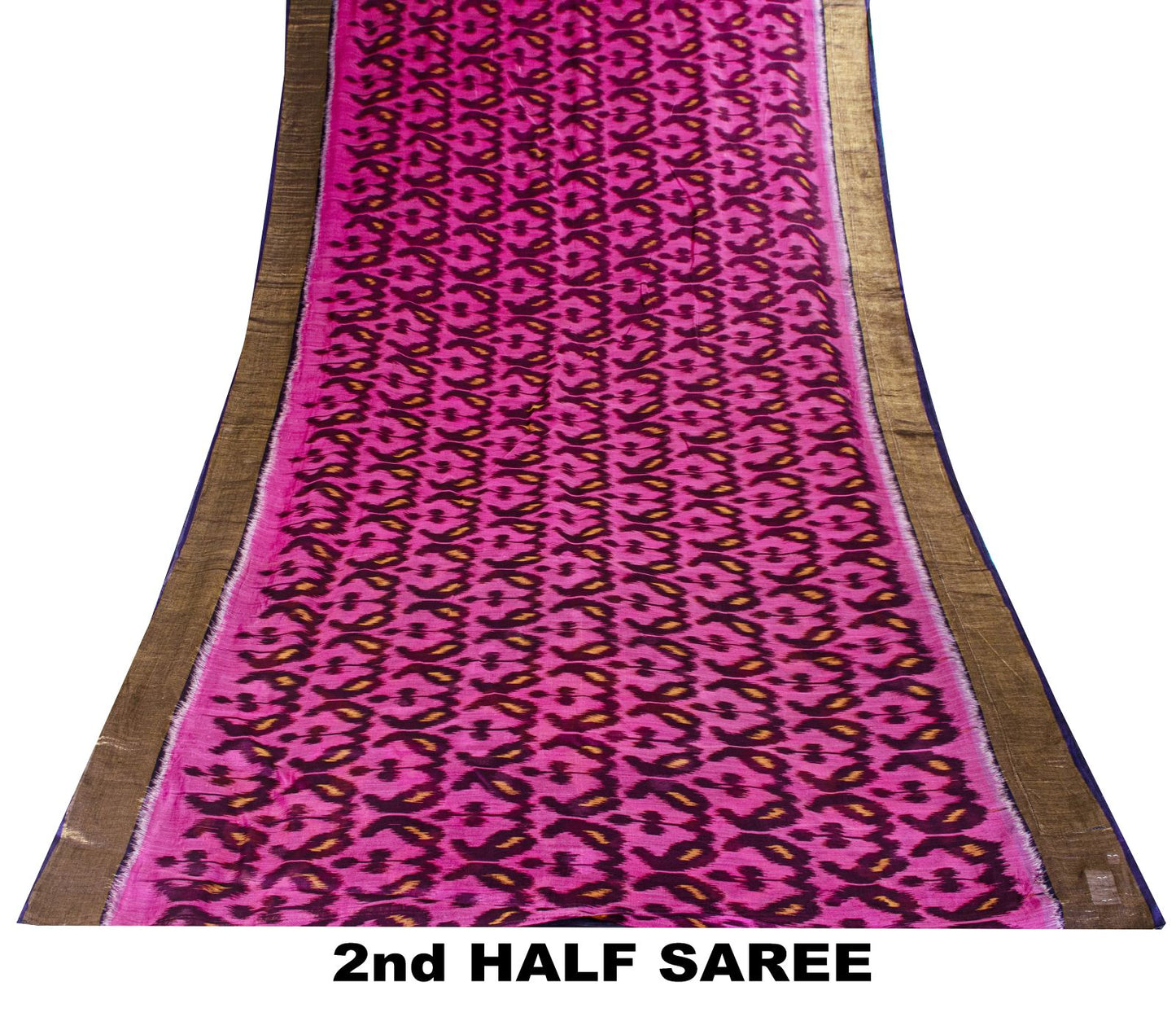 Sanskriti Vintage Pink Soft Cotton Silk Saree Ikat Hand Woven Sambhalpuri 5.5Yd