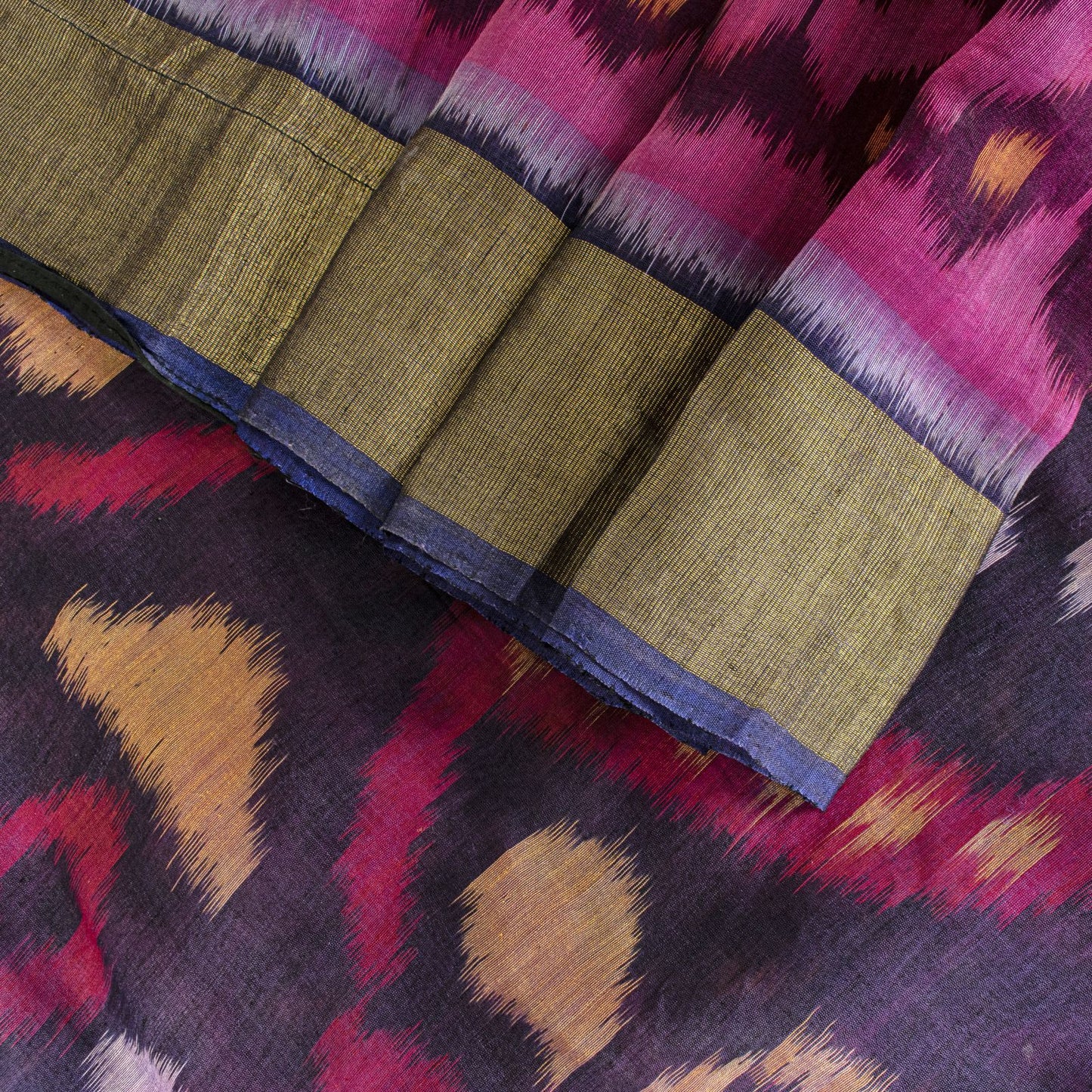 Sanskriti Vintage Pink Soft Cotton Silk Saree Ikat Hand Woven Sambhalpuri 5.5Yd