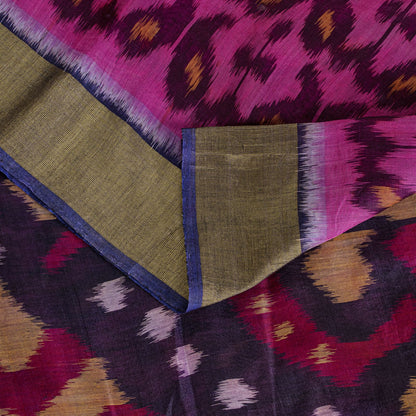 Sanskriti Vintage Pink Soft Cotton Silk Saree Ikat Hand Woven Sambhalpuri 5.5Yd