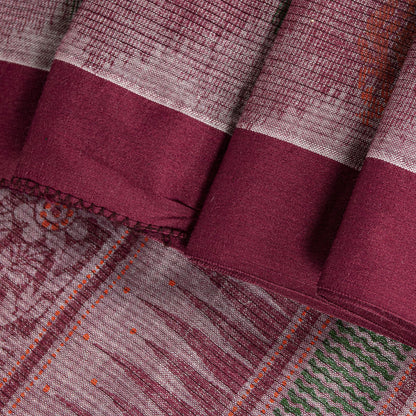Sanskriti Vintage Pink Soft Pure Cotton Saree Block & Ikat Printed 5.5Yd Sari