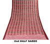 Sanskriti Vintage Pink Soft Pure Cotton Saree Block & Ikat Printed 5.5Yd Sari