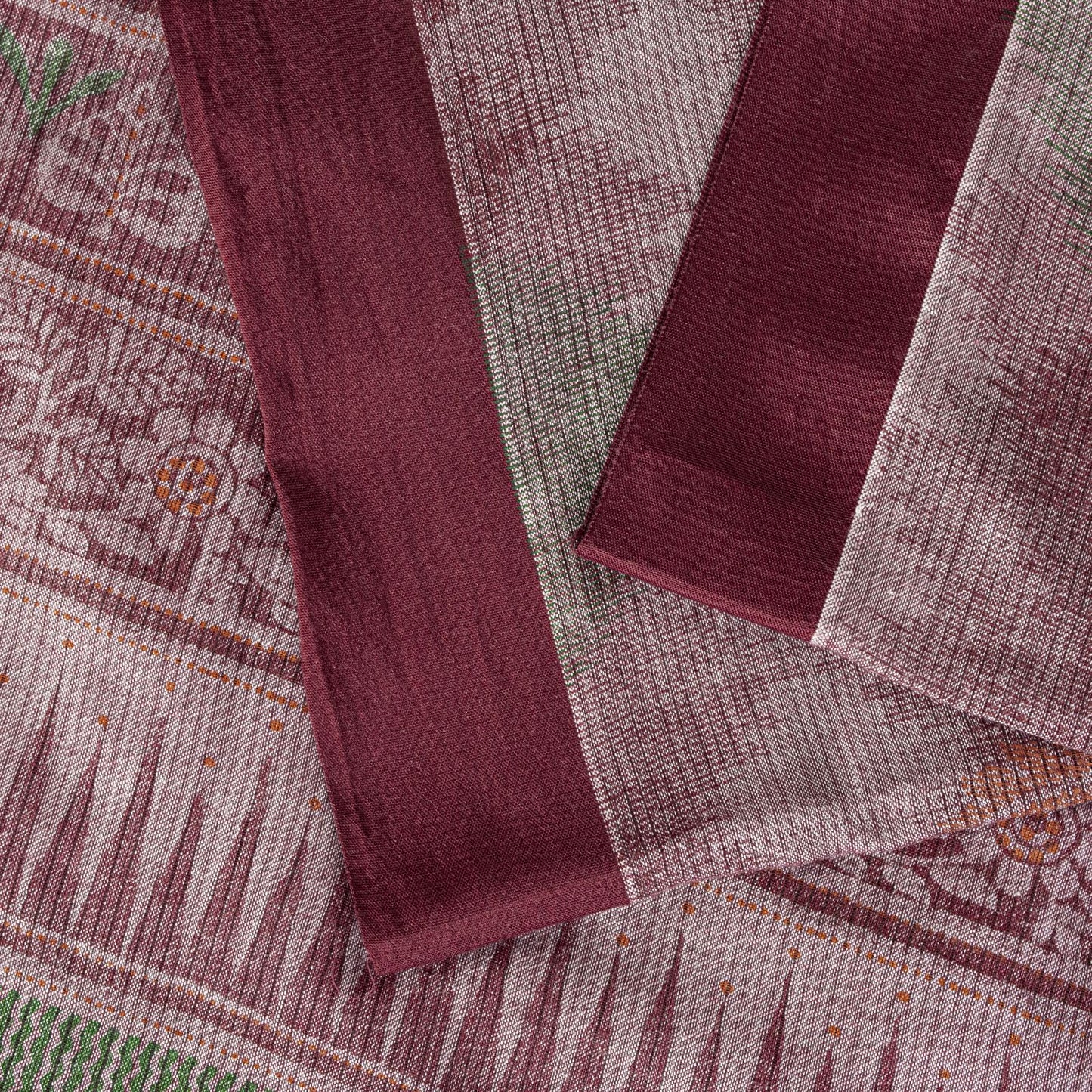 Sanskriti Vintage Pink Soft Pure Cotton Saree Block & Ikat Printed 5.5Yd Sari