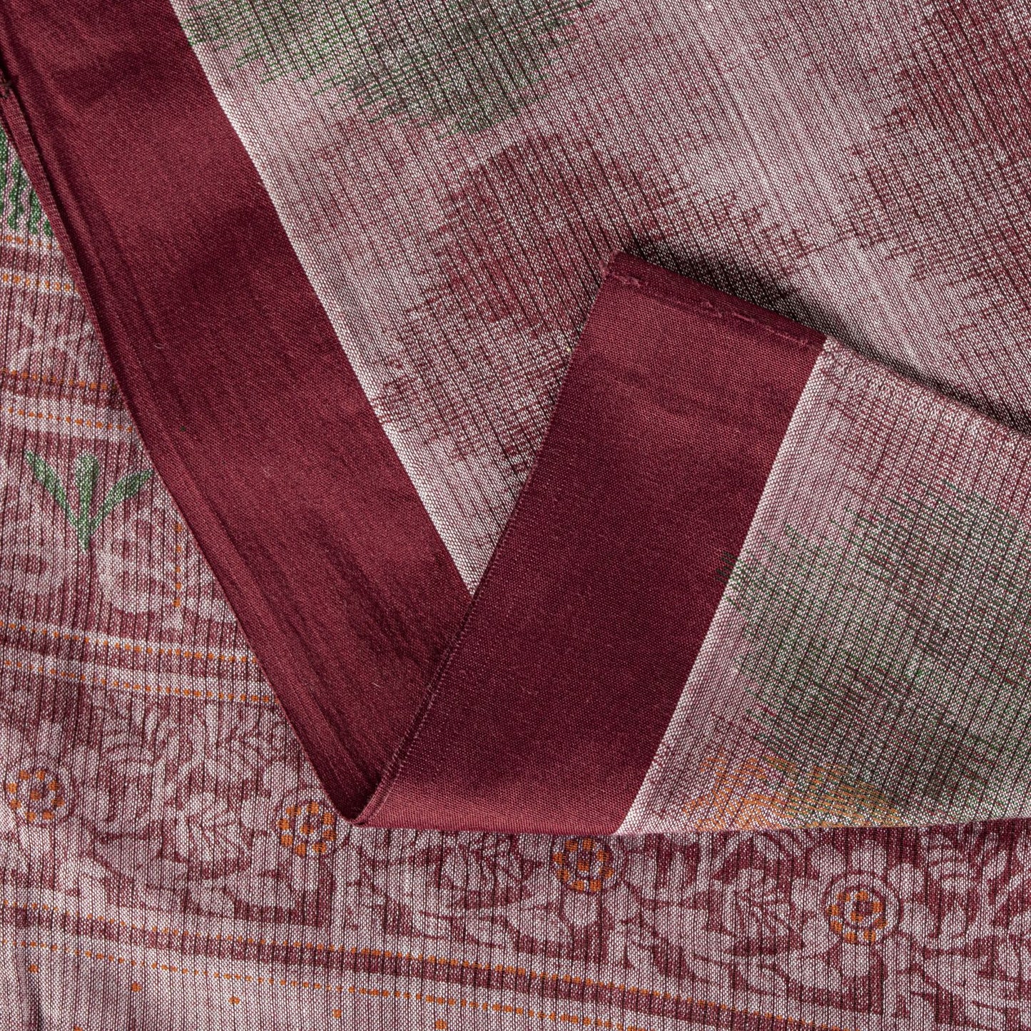 Sanskriti Vintage Pink Soft Pure Cotton Saree Block & Ikat Printed 5.5Yd Sari