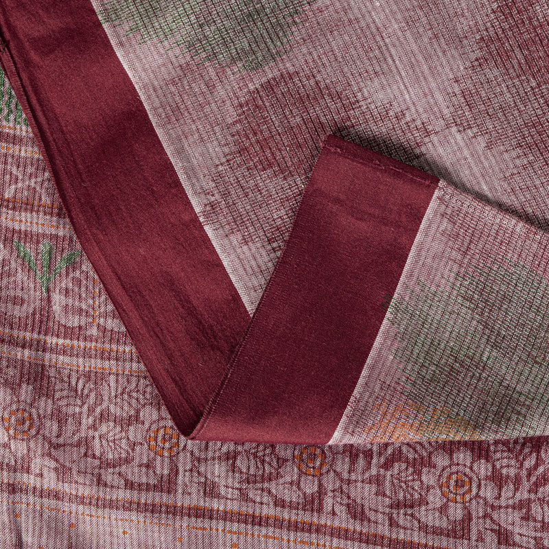 Sanskriti Vintage Pink Soft Pure Cotton Saree Block & Ikat Printed 5.5Yd Sari