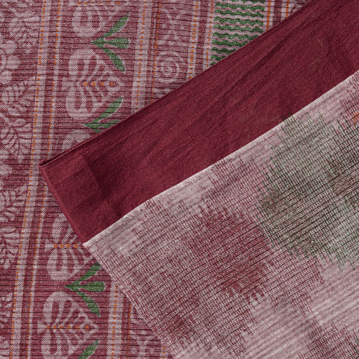Sanskriti Vintage Pink Soft Pure Cotton Saree Block & Ikat Printed 5.5Yd Sari