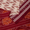 Sanskriti Vintage White-Red Pure Cotton Saree Ikat Hand Woven Sambhalpuri 5.5Yd