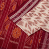 Sanskriti Vintage White-Red Pure Cotton Saree Ikat Hand Woven Sambhalpuri 5.5Yd