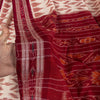 Sanskriti Vintage White-Red Pure Cotton Saree Ikat Hand Woven Sambhalpuri 5.5Yd