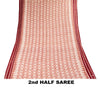 Sanskriti Vintage White-Red Pure Cotton Saree Ikat Hand Woven Sambhalpuri 5.5Yd