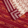 Sanskriti Vintage White-Red Pure Cotton Saree Ikat Hand Woven Sambhalpuri 5.5Yd