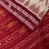 Sanskriti Vintage White-Red Pure Cotton Saree Ikat Hand Woven Sambhalpuri 5.5Yd