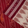 Sanskriti Vintage White-Red Pure Cotton Saree Ikat Hand Woven Sambhalpuri 5.5Yd